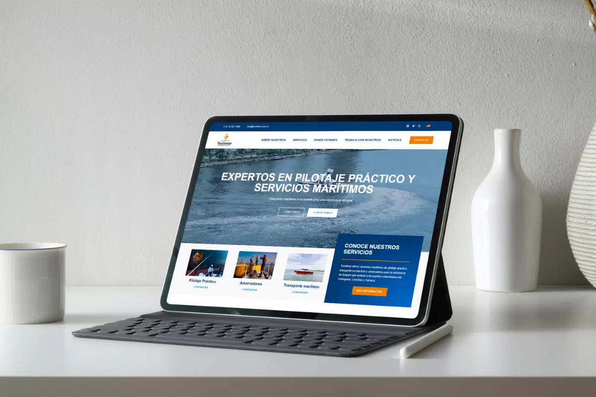 Tecnimar—a distinguished provider of maritime services including vessel pilotage, mooring, and boat transport across Colombian ports such as Cartagena, Coveñas, and Tumaco—entrusted us with redesigning their online presence and optimizing their search engine visibility